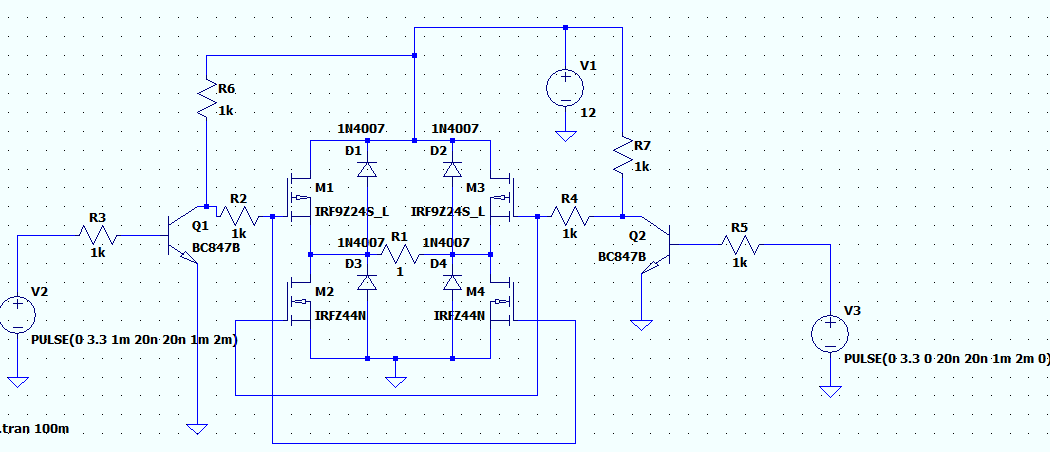 Схема H моста с диодами для esp32 и stm32